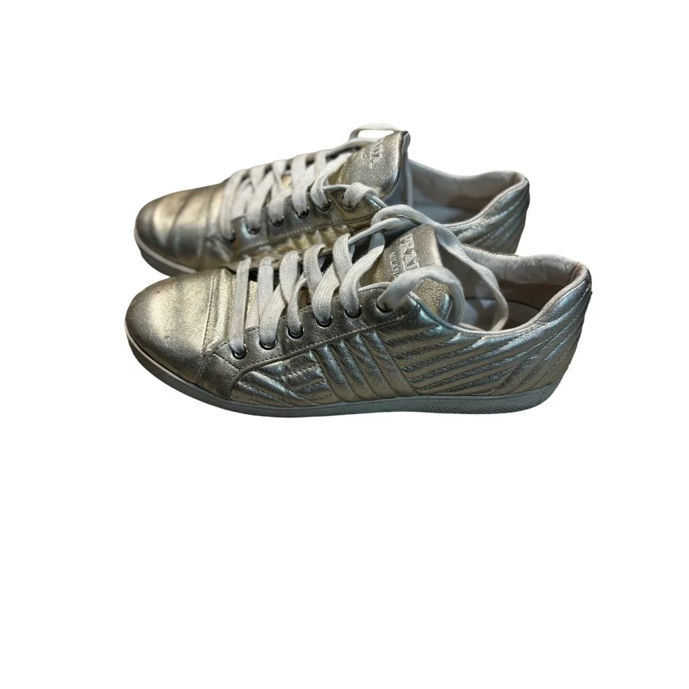 Prada Milano Metallic Gold Quilted Leather Low Top Sneakers‎ 1E254L EU 38.5